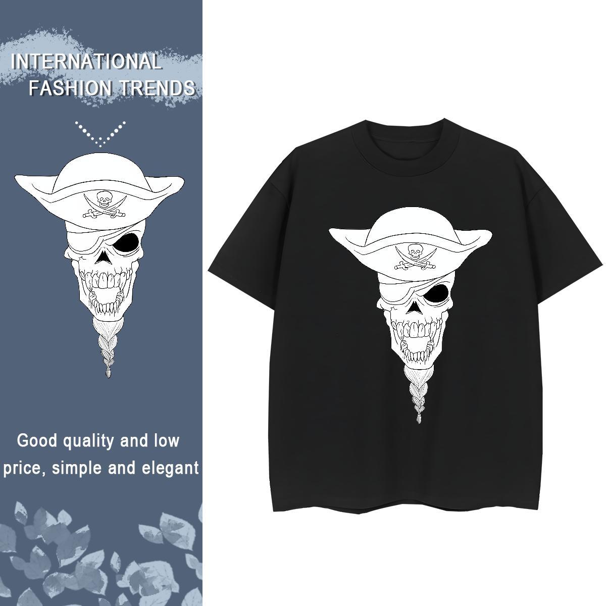 Designer T Shirt For Man 100% Cotton 230g skull Street Wear Custom Print Plus Size Pure Cotton Men Tops Tees Factory Direct Top Tees