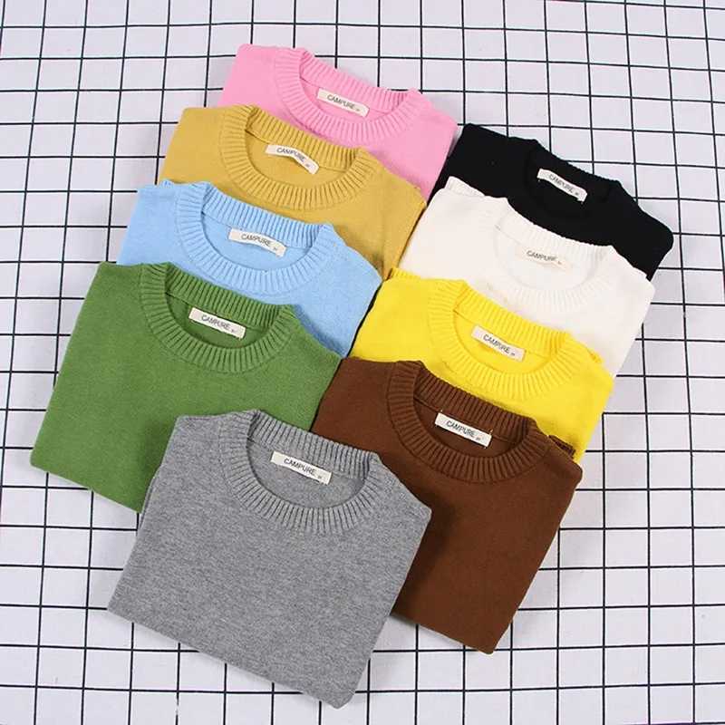 Childrens girls sweater jacket spring and autumn childrens casual jacket childrens solid knitted cardigan wool sweaterW240824