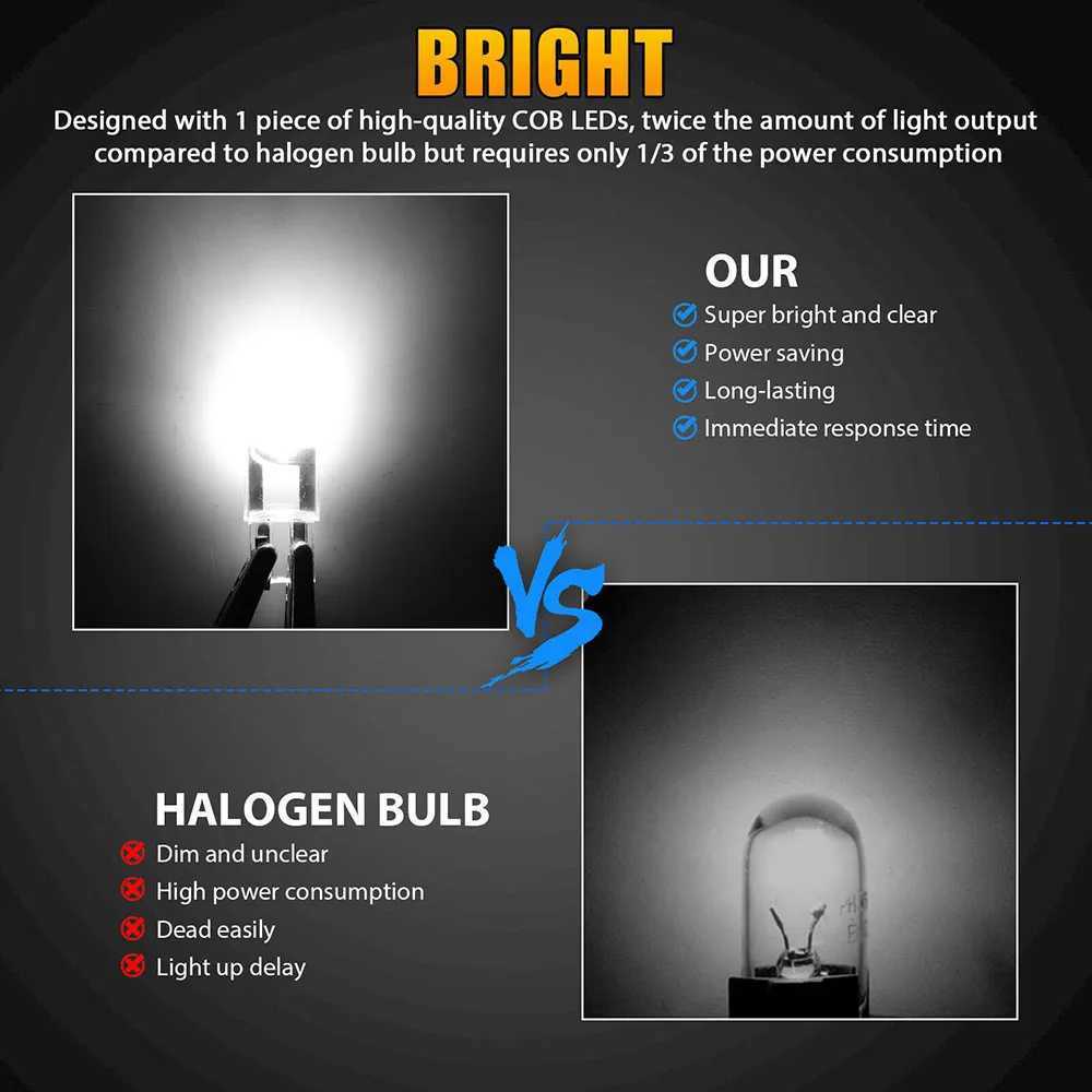 T10 W5W LED car bumper glass COB 6000k reading round top light marking wedge-shaped license plate bulb 168 194 192 DC 12V white blue red CL240826