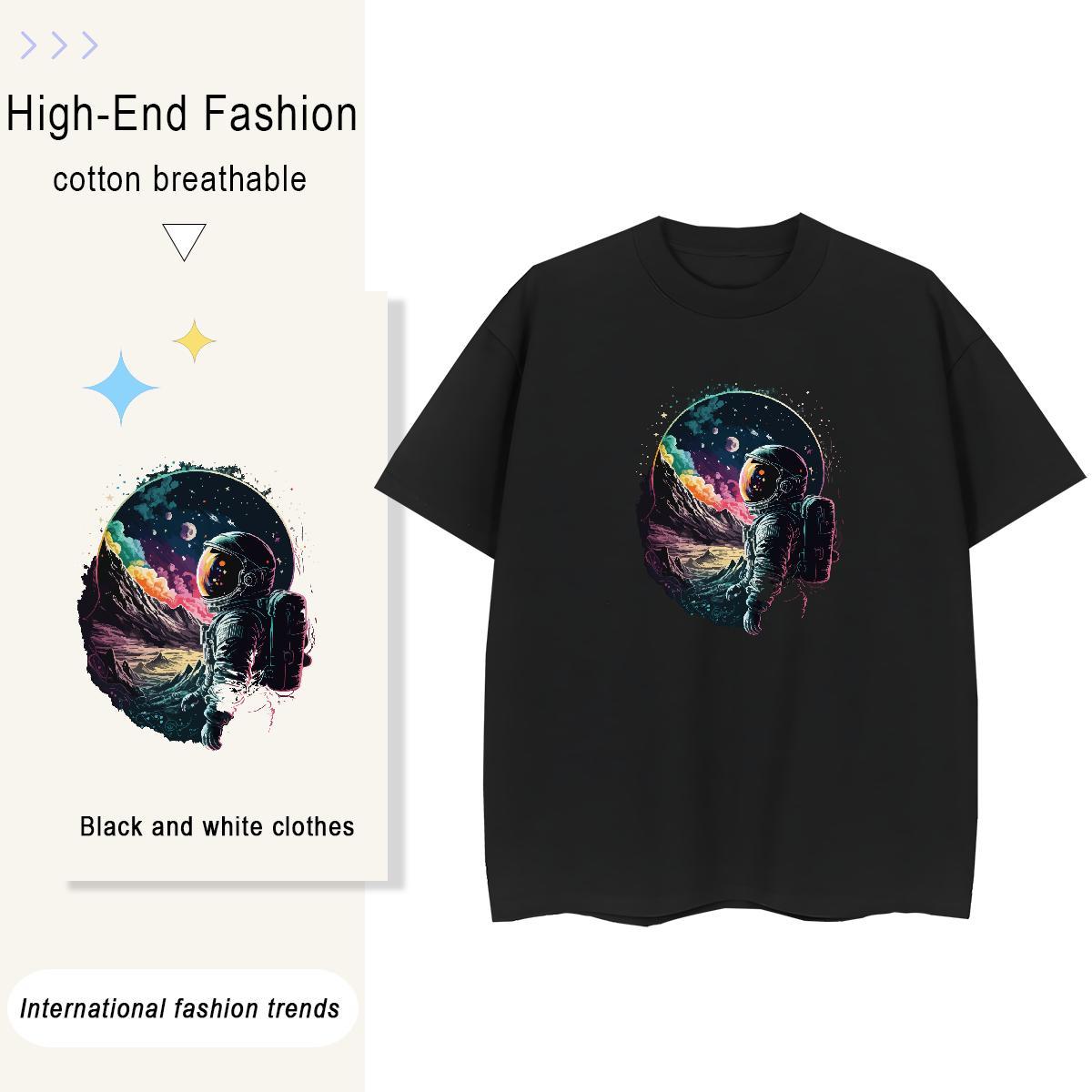 Designer Women Tees 230g Cotton cosmonaut Sport T shirt Crew Neck Breathable DIY Anime Tees Shirts