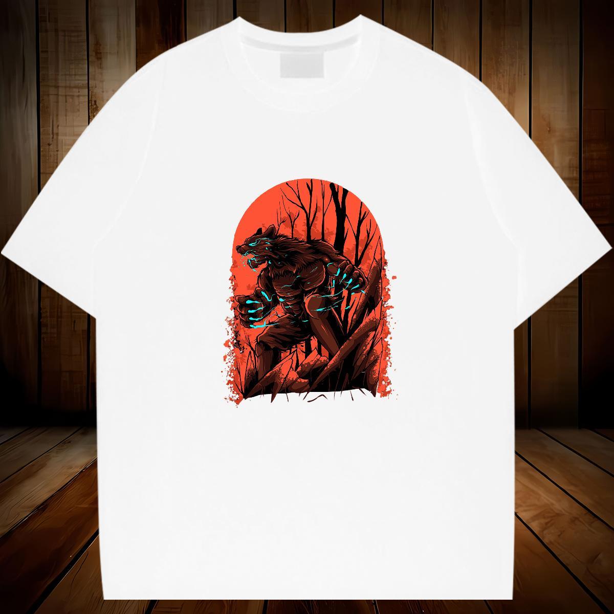Soft T-Shirts for Men 230g Cotton skull Beach Cartoon Print Breathable Short Sleeve Tshirts Casual New Tees