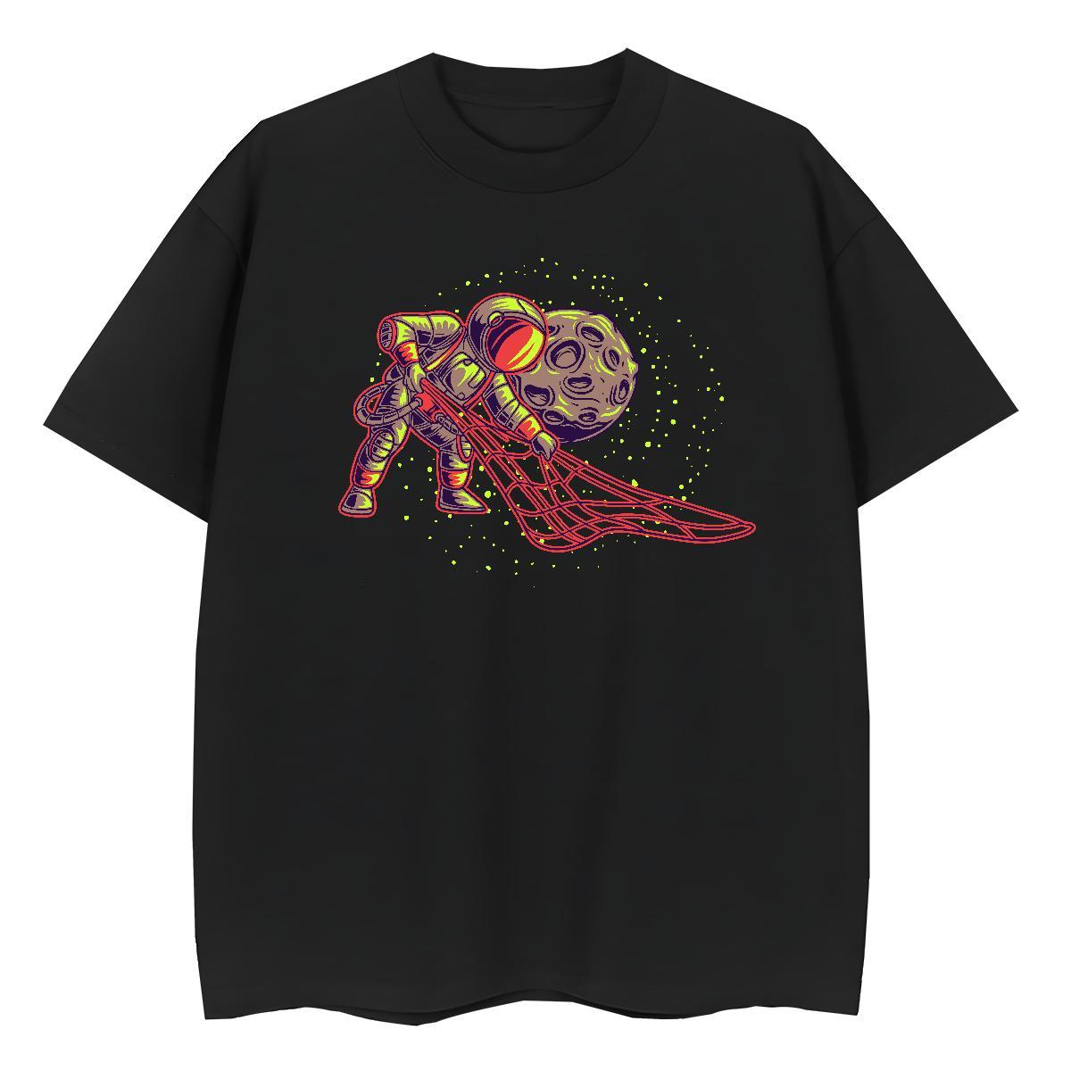 Comfortable Women Tees 230g Cotton cosmonaut Beach T-Shirts for Women Breathable Oversized L-4XL Tee Shirt