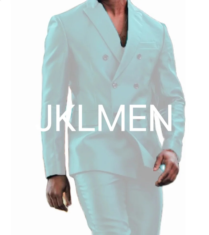 Latest n Shiny Jacket Pants Double Chest Collar Mens Set Terno Masculino Evening Dress Groom Wedding Ball Party 240824