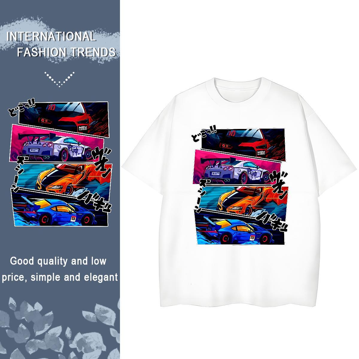 Free Shipping Men T Shirts 230g 100% Cotton car High Street Hip Hop DIY Breathable Short Sleeve Men Tops Tees Factory Direct Clothings