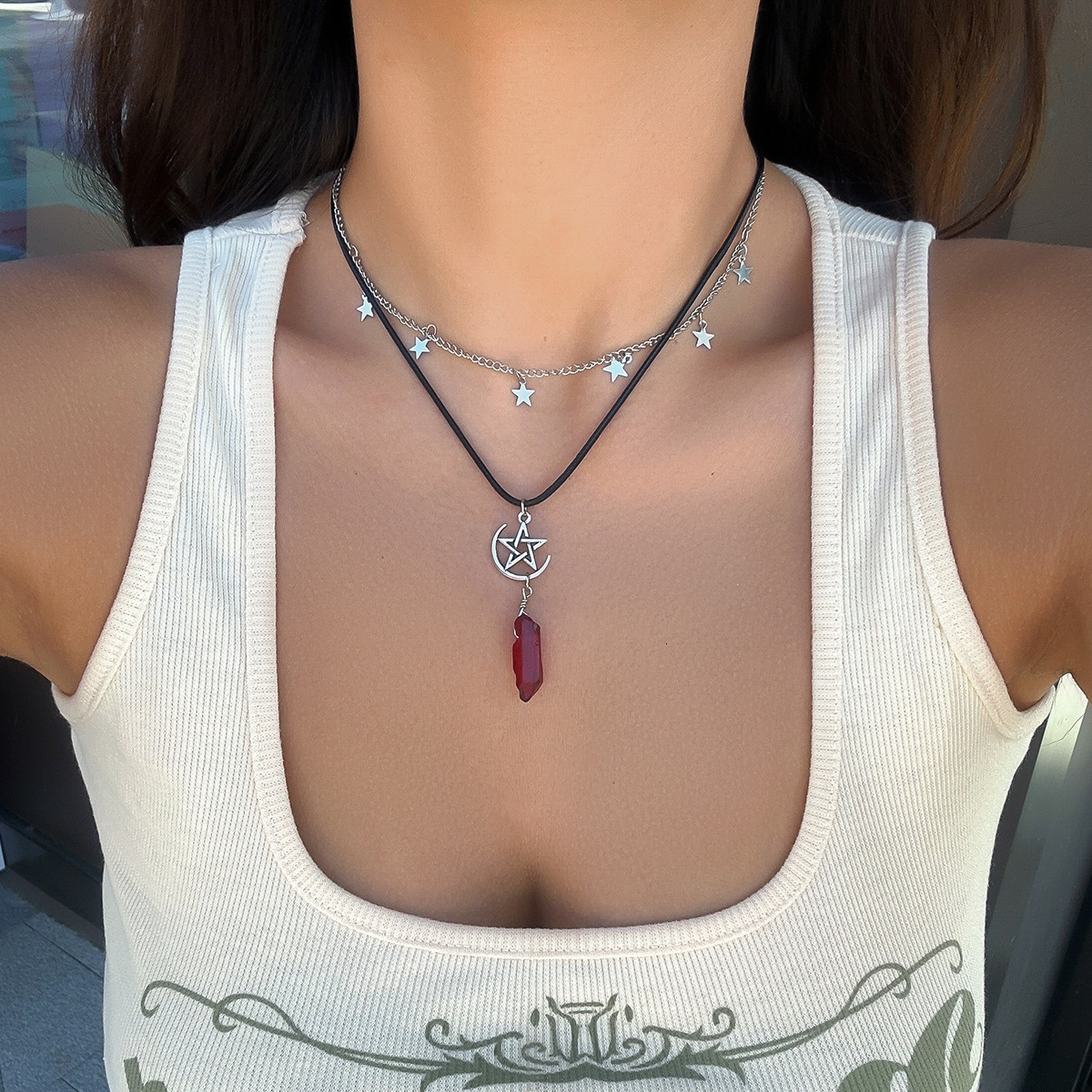 Jewelry Beaded Devil's Eye Turquoise Pendant Collar Chain Women's Wax Thread Necklace