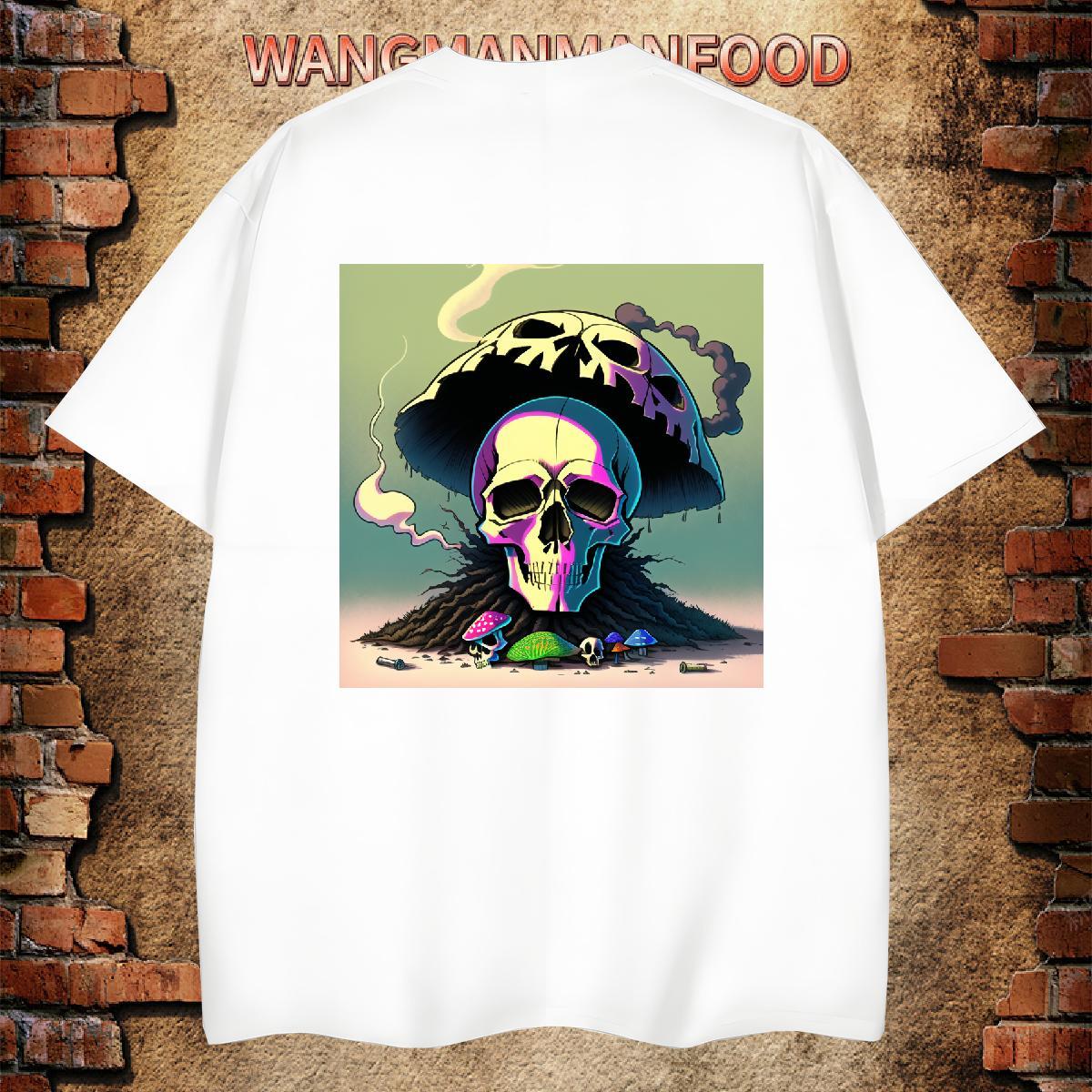 Comfortable T-Shirts for Men 100% Cotton 230g skull Hip Hop Customized Print Short Sleeve O-Neck Tshirts 2024 New Tops Shirt