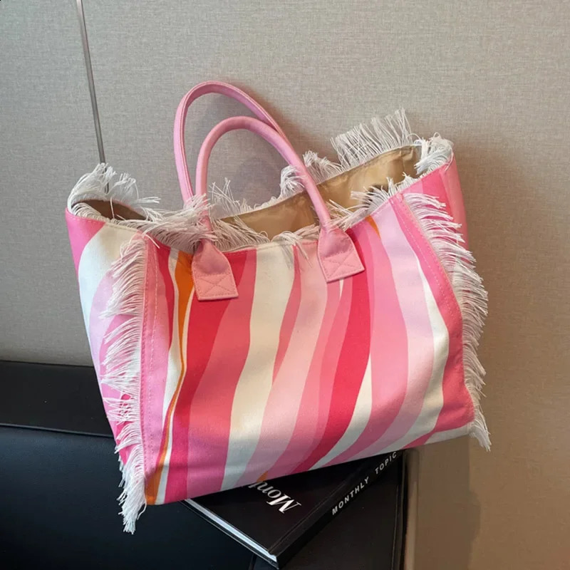Large Capacity Tote Women Handbags Beach Bag Canvas Shoulder Bag Fashion Shopper Purses Travel Bag Sac A Main 240826