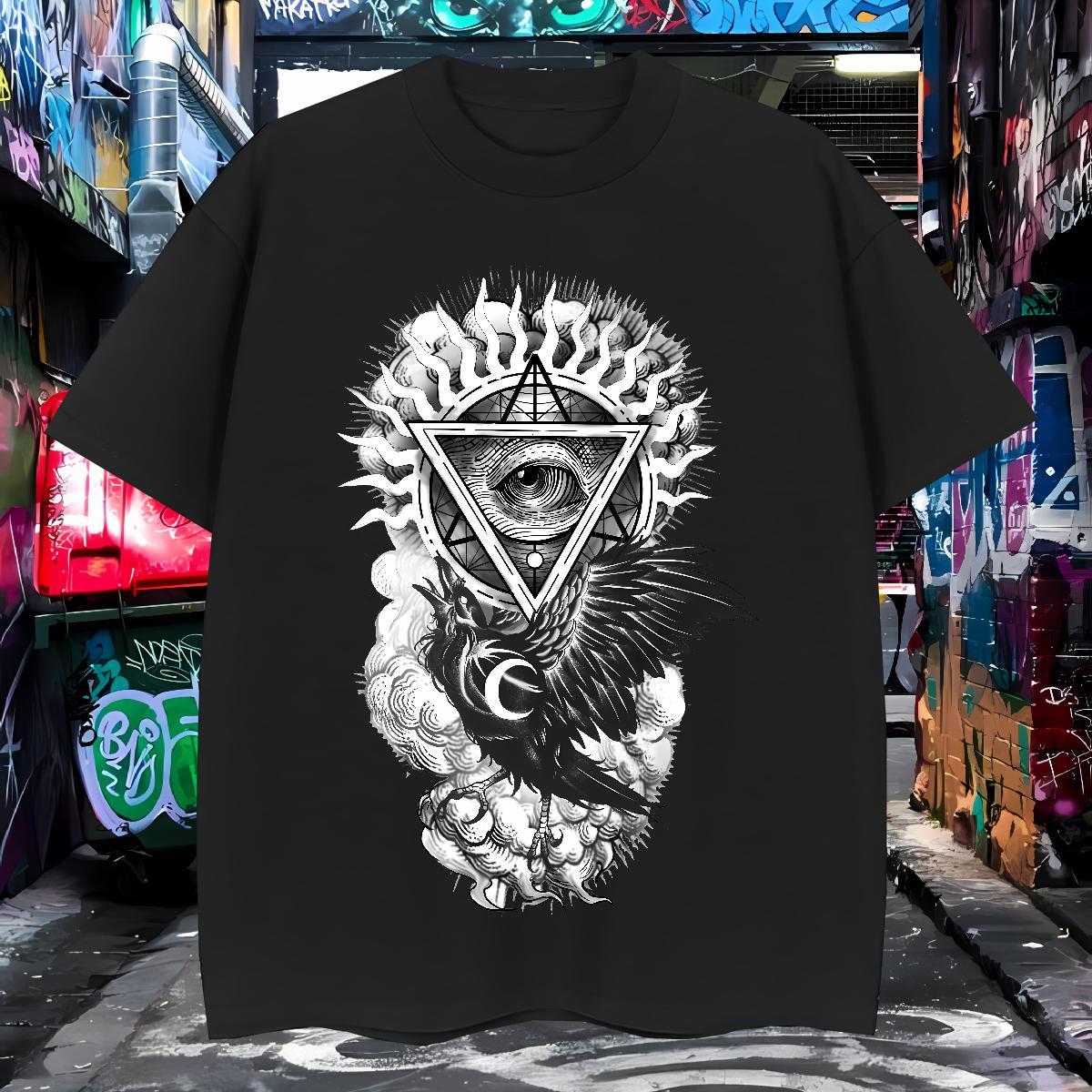 Cool Design T-Shirts for Men 230g Cotton eye of the devil Casual Daily Wear Custom Print Oversized Breathable Short Sleeve Tshirt for Man Woman Fashio