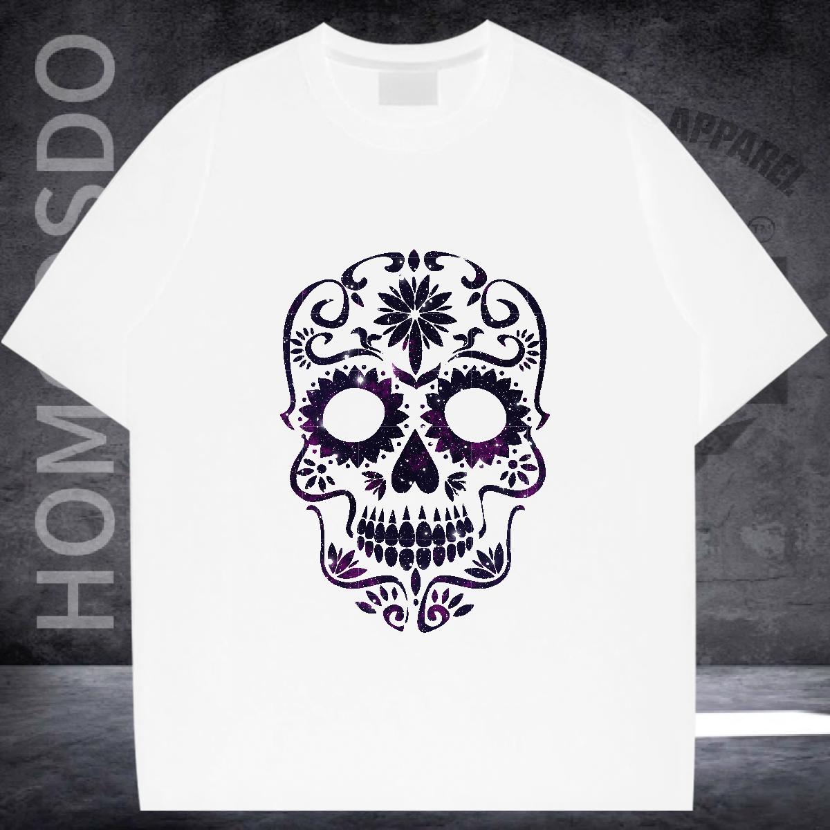 Popular Man T Shirts 230g Pure Cotton skull Street DIY Logo Oversized Breathable Soft Men Clothes T-Shirt Free Shipping Tee Shirt