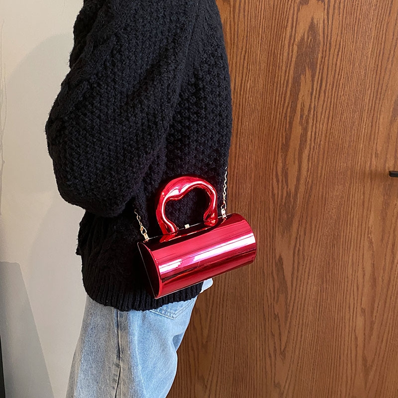 In 2024 The New Fashion Classic Solid Color Mirror Acrylic Box-Type Bag With Personalized Handle Handbag Is Suitable For Traveling And Shopping