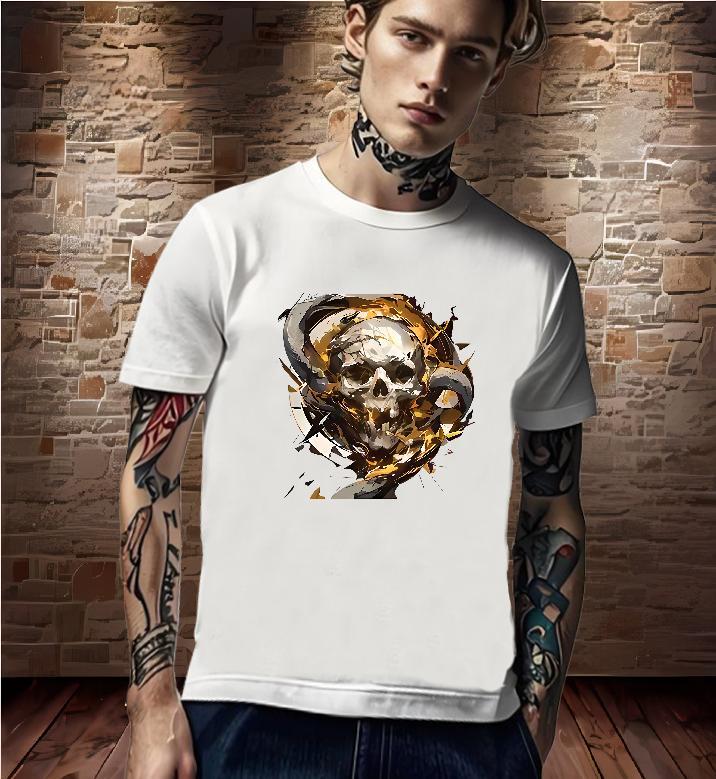 Soft T Shirts Men 230g Pure Cotton skull Casual Beach Custom Print Plus Size Round Neck Short Sleeve Men Tshirts Brand Clothings