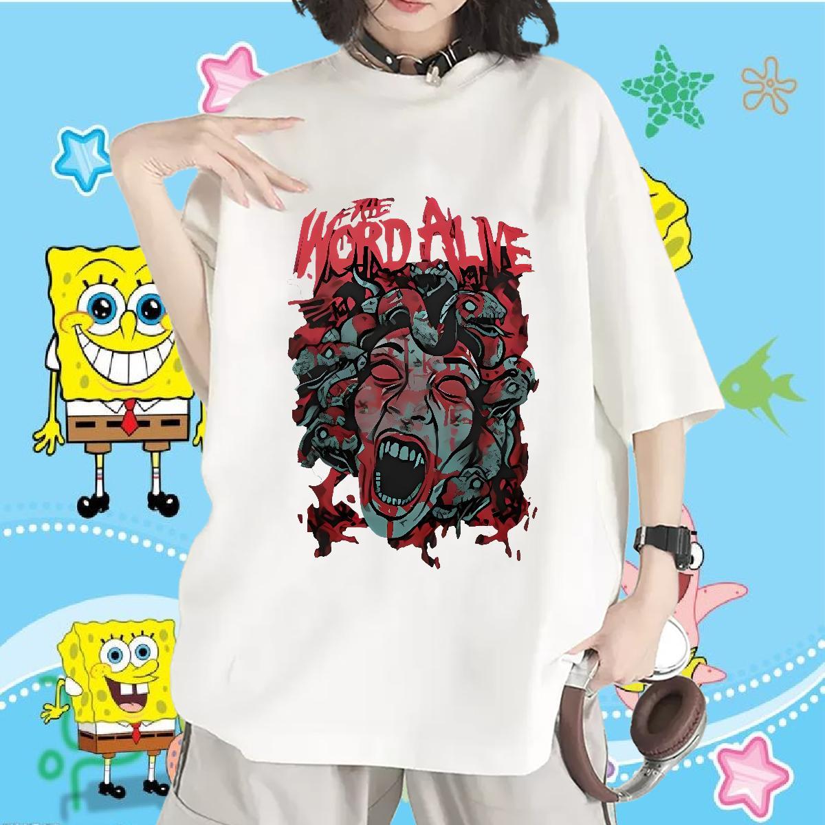 Loose fit Unisex Tshirts 230g Cotton scary High Street Hip Hop T shirt Crew Neck Breathable Plus Size Custom Clothes