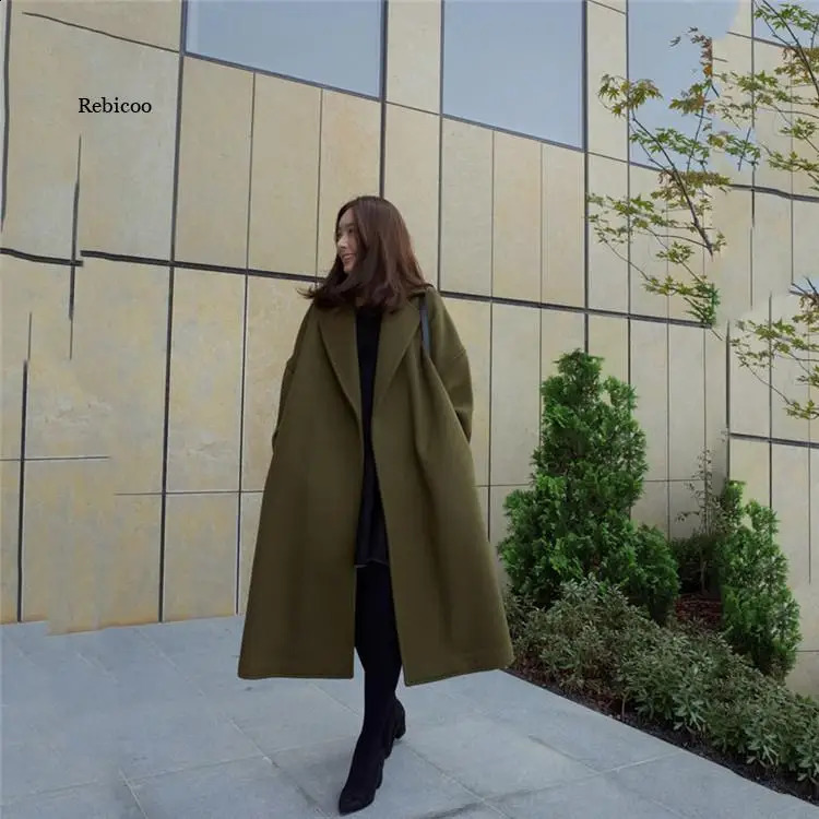 Winter Coat Women Wool Jacket Long Cotton Single Breasted Black Coats Women Outerwear Jacket Fashion Female Blends Overcoat 240826