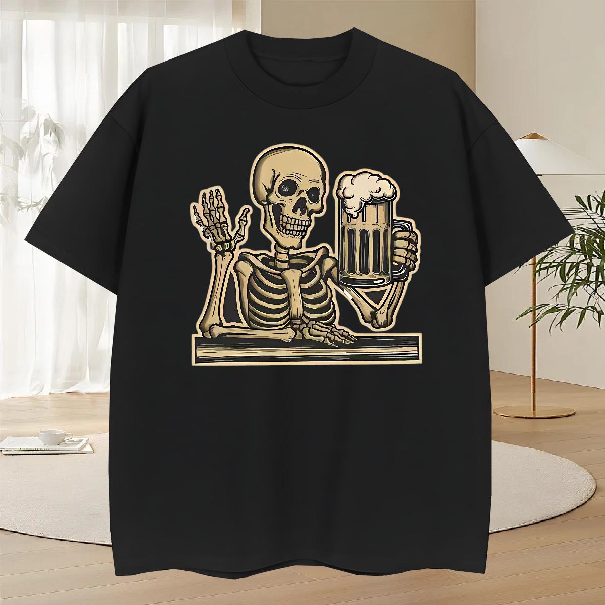 Popular Man T Shirts 230g 100% Cotton beer Street wear Hip Hop DIY Logo Oversized Crew Neck Breathable Men Clothes T-Shirt Custom Tshirts