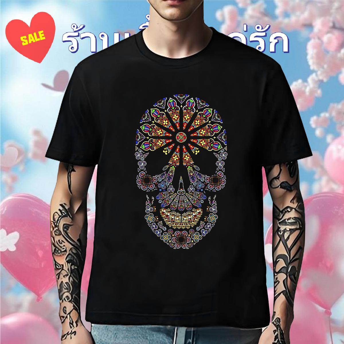 Cool T-Shirts 230g 100% Cotton skull Sports Casual DIY Breathable Crew Neck Men Tshirts Brand Clothings