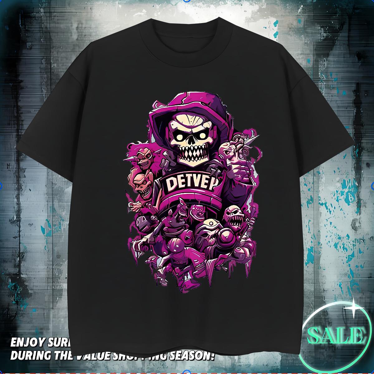 Cool Design T shirt 230g Pure Cotton skull Casual Black Oversized Breathable Crew Neck Men Tshirts New Arrival Clothings