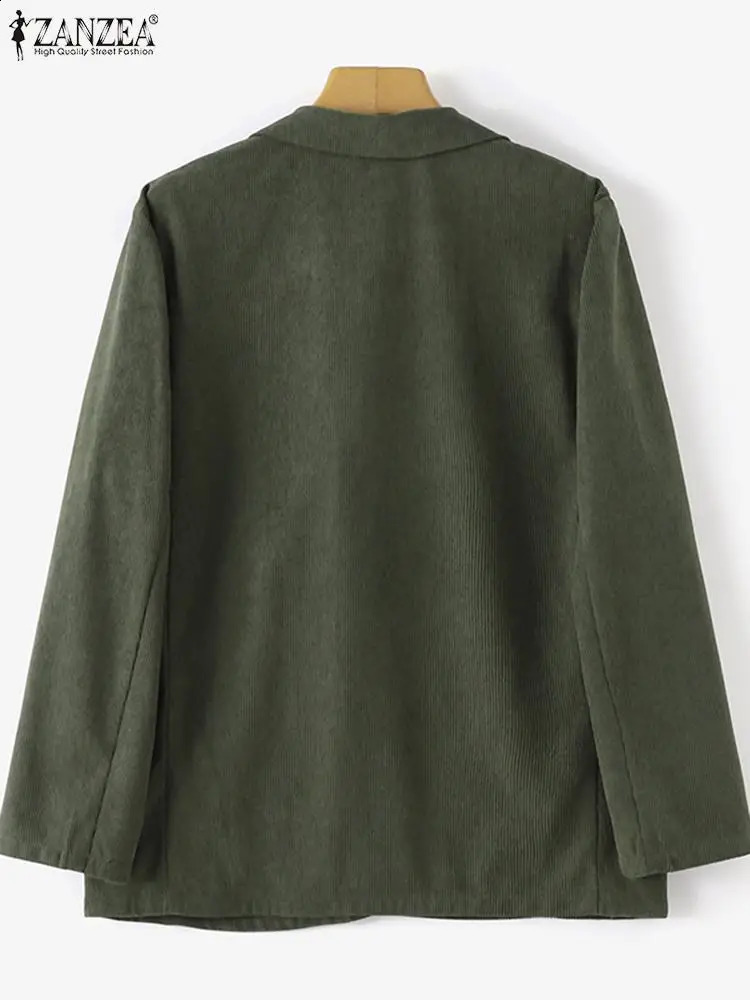 ZANZEA Vintage Corduroy Blazer Woman Long Sleeve Lapel Neck Suits Autumn Fashion Buttons Jackets Casual Pockets Outerwear 240826