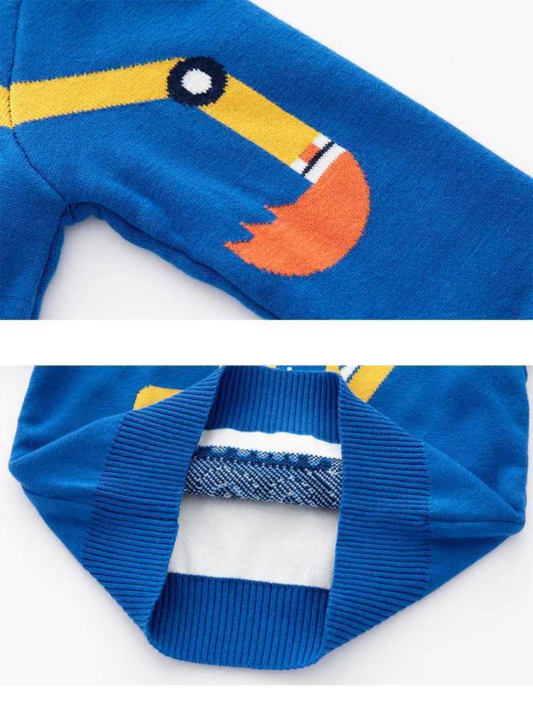 Childrens Sweater Boys Winter Double layer Cotton Knitted T-shirt Excavator Pattern Long sleeved Childrens Sweater Warm Knitted TopW240824