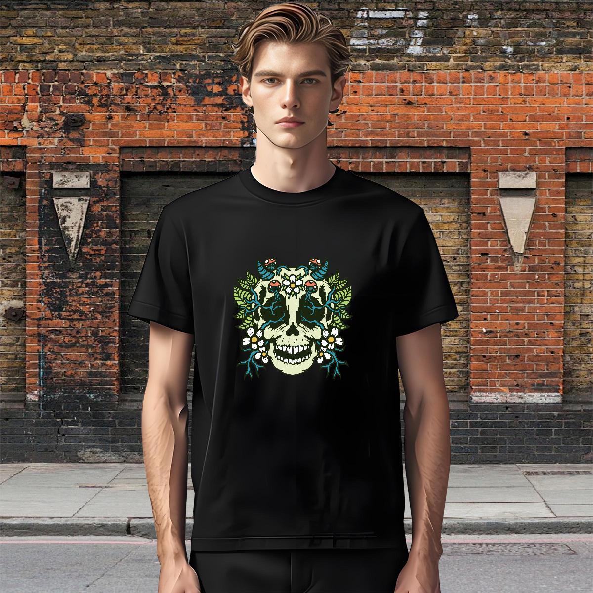 Brand T Shirts Men 230g 100% Cotton skull Sport Custom Printing Short Sleeve O-Neck Men Tshirts Designer Tees