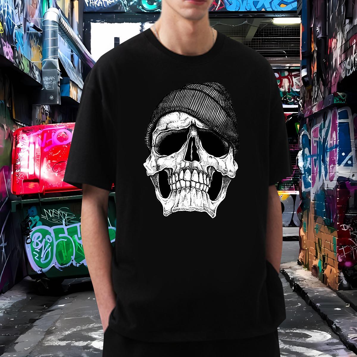 TOP Quality Man T Shirts 230g Cotton skull Beach Oversized Breathable Crew Neck Tshirts Factory Direct Tees Shirts