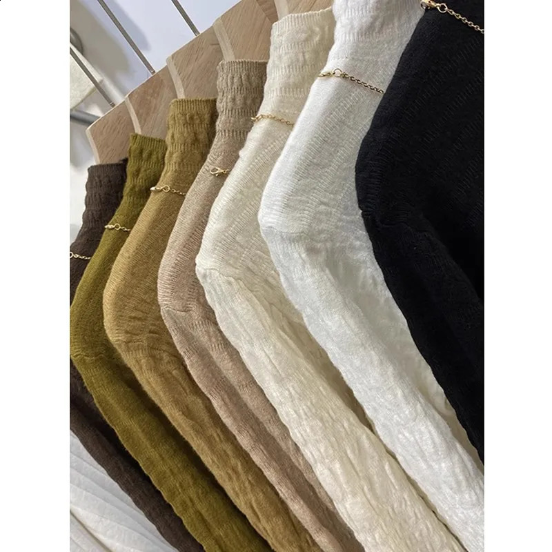 autumn womens plain collar long sleeved casual ral Korean style elegant slim knit sweater