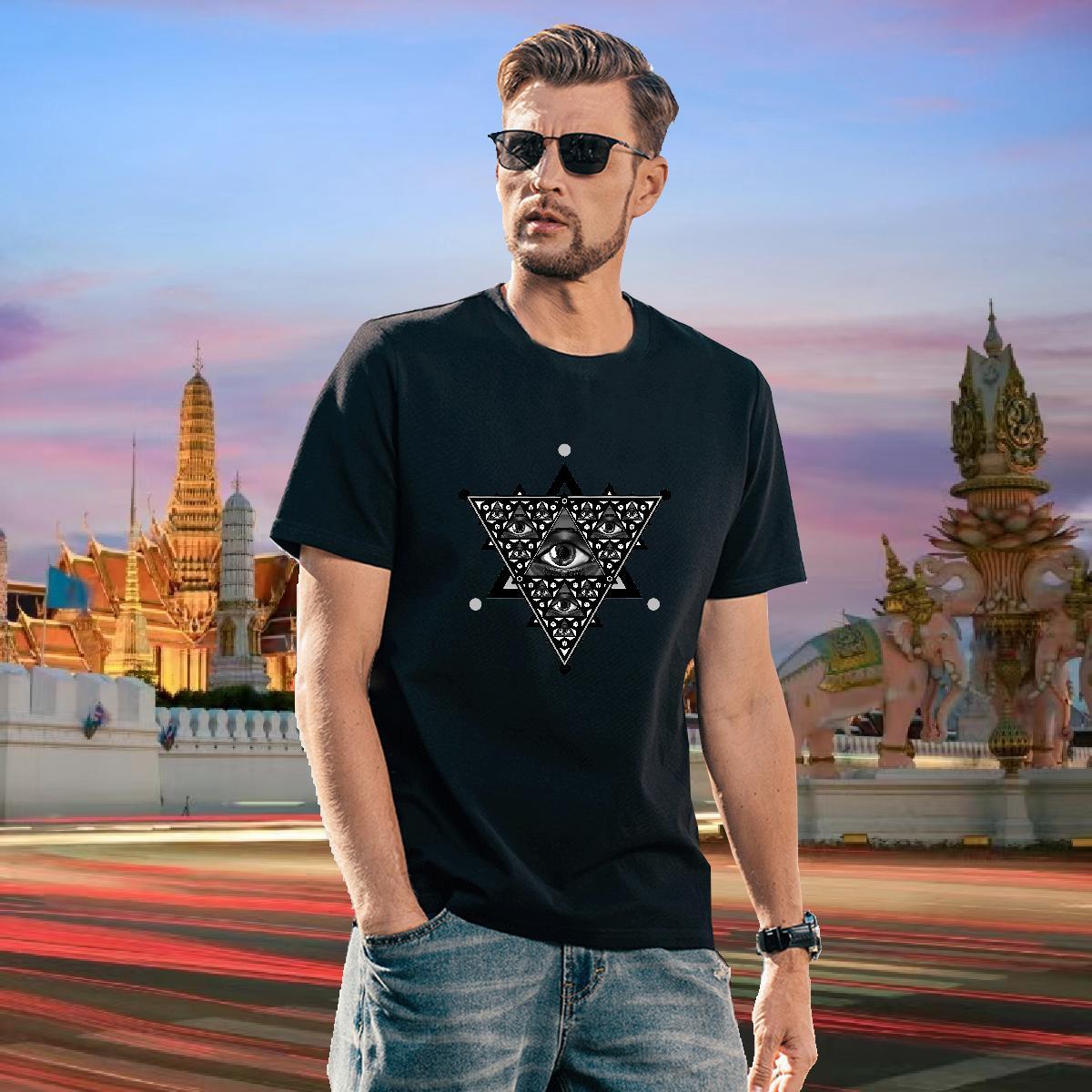 Cool Design T shirt 230g Pure Cotton eye of the devil Home Outdoor Black Oversized Breathable Short Sleeve Men Tees Fashion Designer Tees Shirts