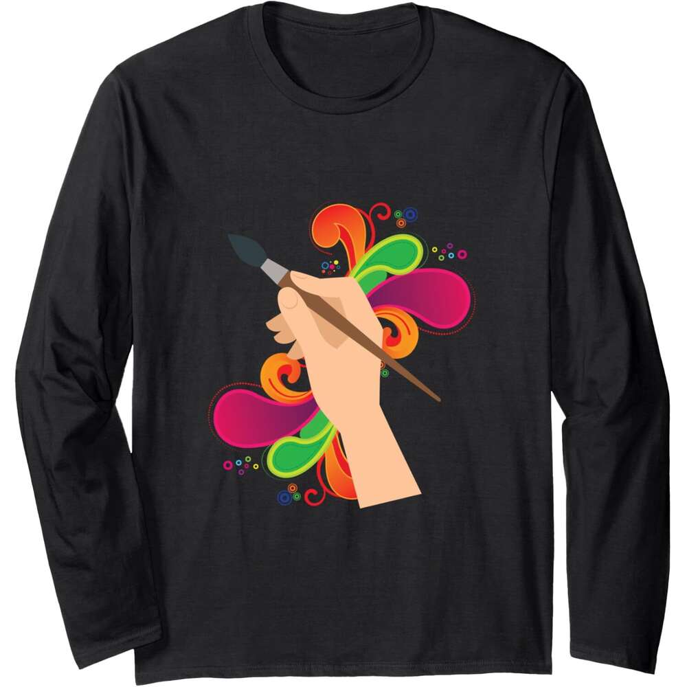 Long Sleeve Shirts for Men sweatshirt Hand Of Painter Lovely Art Color Range Painter Gift Long Sleeve Tee Streetwear Casual tops clothes