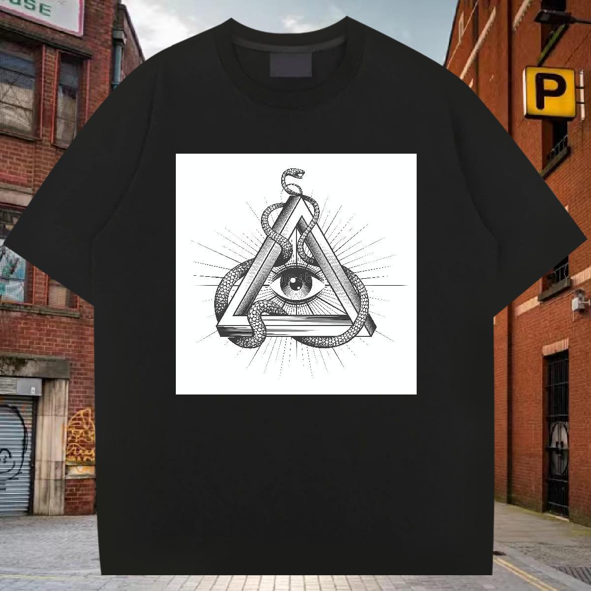 Cool Design T Shirts Men 230g 100% Cotton eye of the devil Street wear Hip Hop DIY Anime Short Sleeve O-Neck Tshirts Custom Tops Tees