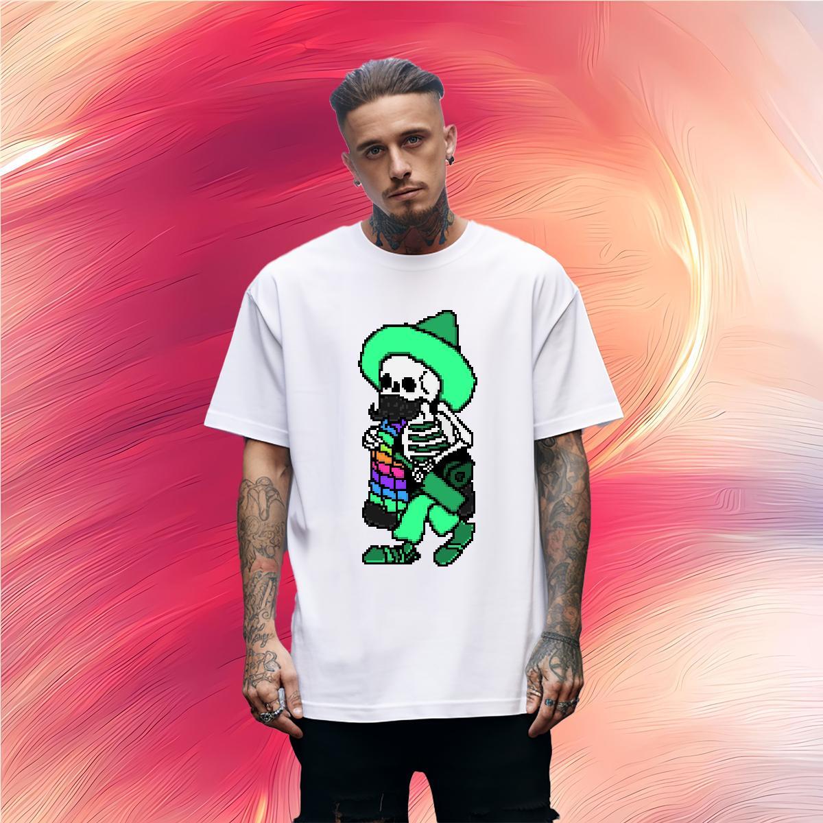 Popular Man T Shirts 230g 100% Cotton skull Daily Outfit DIY Anime O Neck Short Sleeves Couples T Shirts DIY Customized Tops Shirt