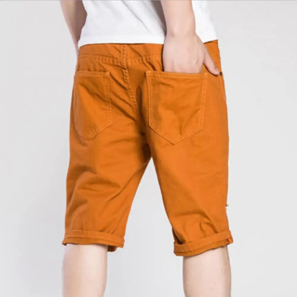 2024 White Denim Shorts Men Ripped Knee Length Fashion Jeans Casual Hole Slim Male Short Pants Streetwear i240824