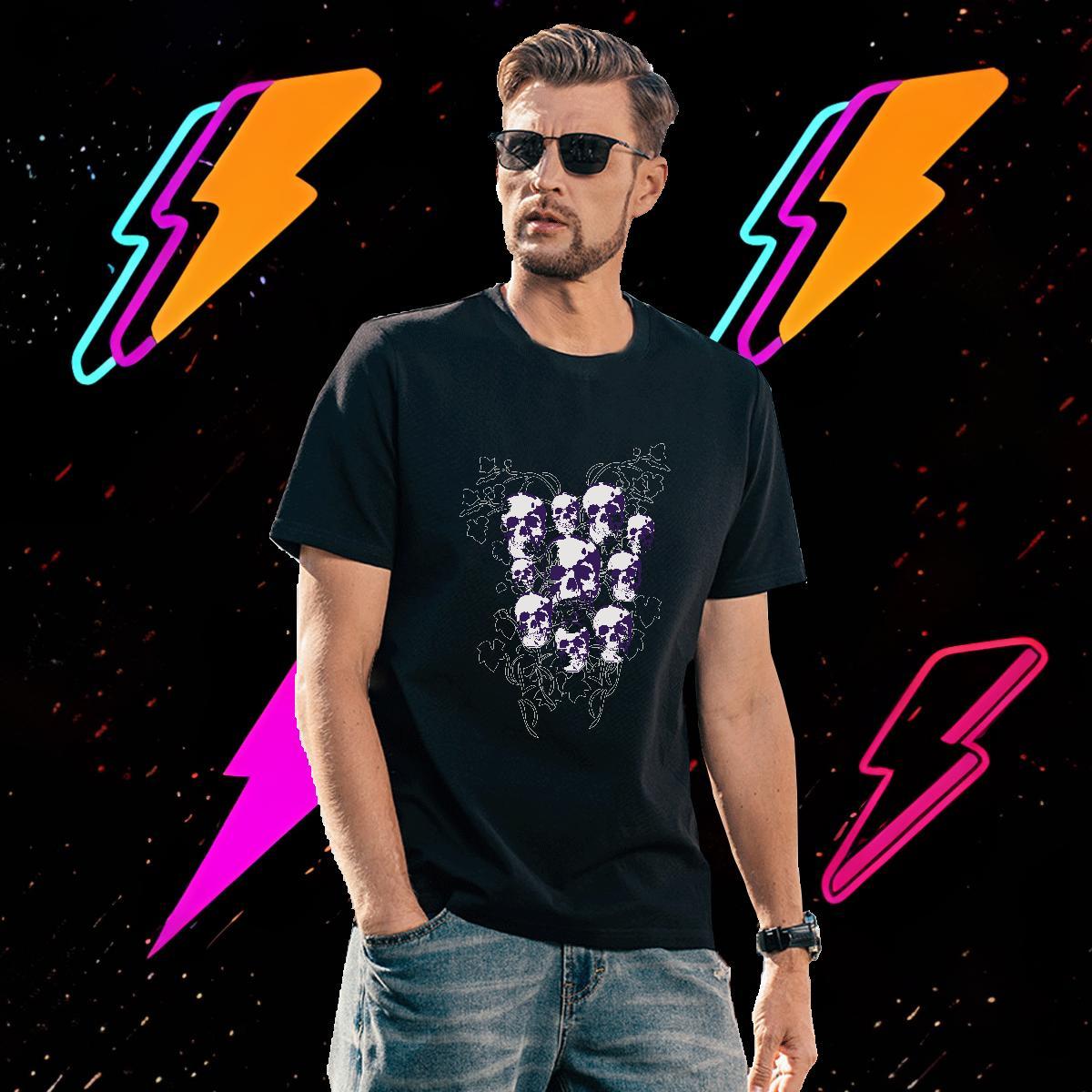Loose Fit T Shirts Men 100% Cotton 230g skull Sports Casual Asian Size Round Neck Short Sleeve Mens Tshirts Customized Wear