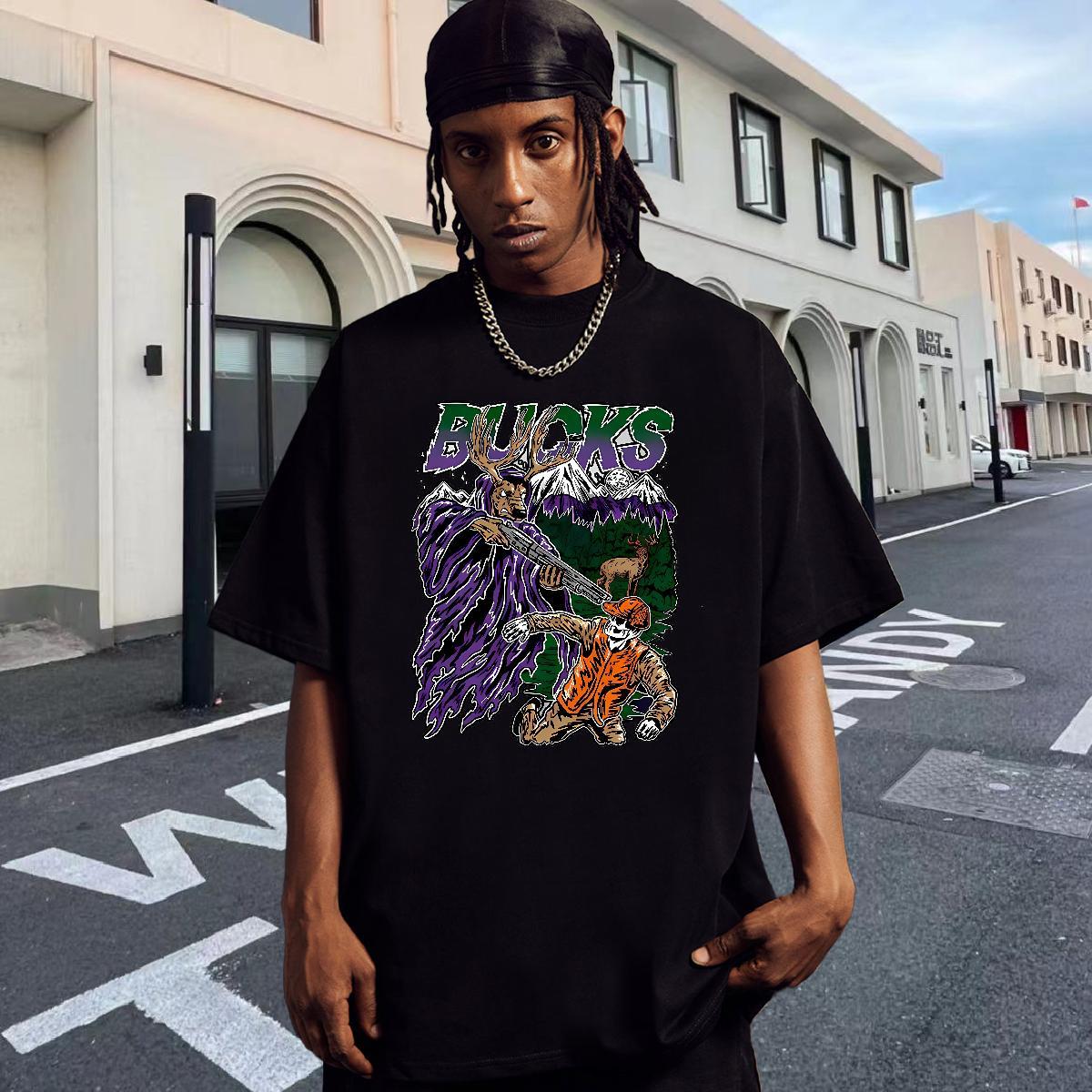 Wholesale Men T Shirts 230g Cotton skull Hip Hop Asian Size O Neck Short Sleeves Men Clothes T-Shirt Brand Polos