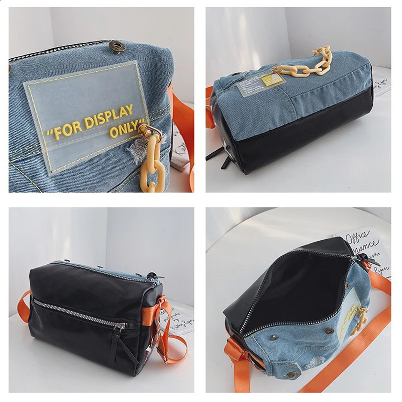 Fashion denim womens shoulder bag large capacity travel ner y blue jeans cross body wallet 240826