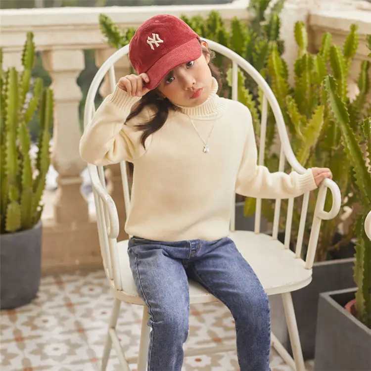 Sweater New Baby Girls Autumn and Winter High Collar Zipper Childrens Single Layer Lining Ultra Thick UnderwearW240824