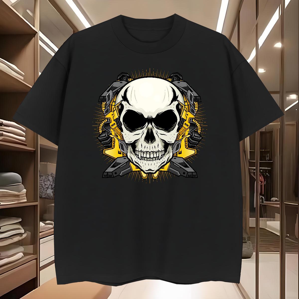 Loose T Shirt For Man 100% Cotton 230g skull Street wear Hip Hop Custom Big Size Short Sleeve Soft Couples T Shirts Free Shipping Tees