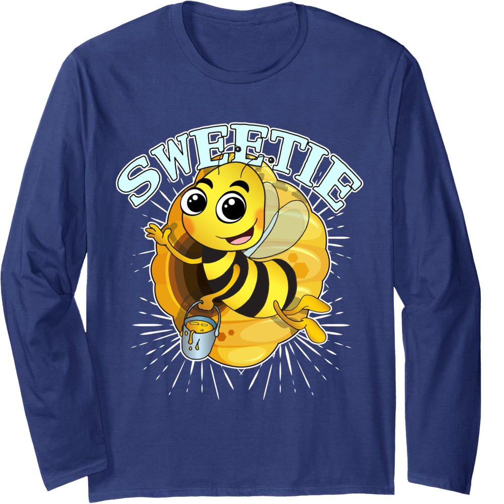 Long Sleeve Shirts for Men sweatshirt Cute Little Sweetie Bee Cartoon Bees Lovers Gift Sweet Honey Long Sleeve T shirt Tee Streetwear Casual tops