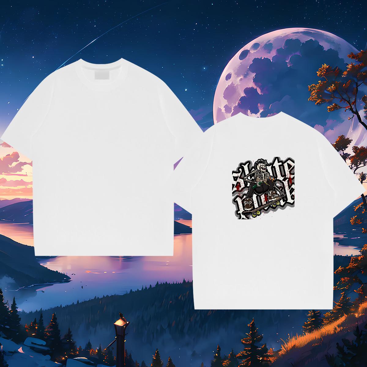 Unisex T Shirt For Man 100% Cotton 230g skateboarding High Street Hip Hop Cartoon Print Short Sleeve Soft Couples T Shirts Stylist Tee Shirt