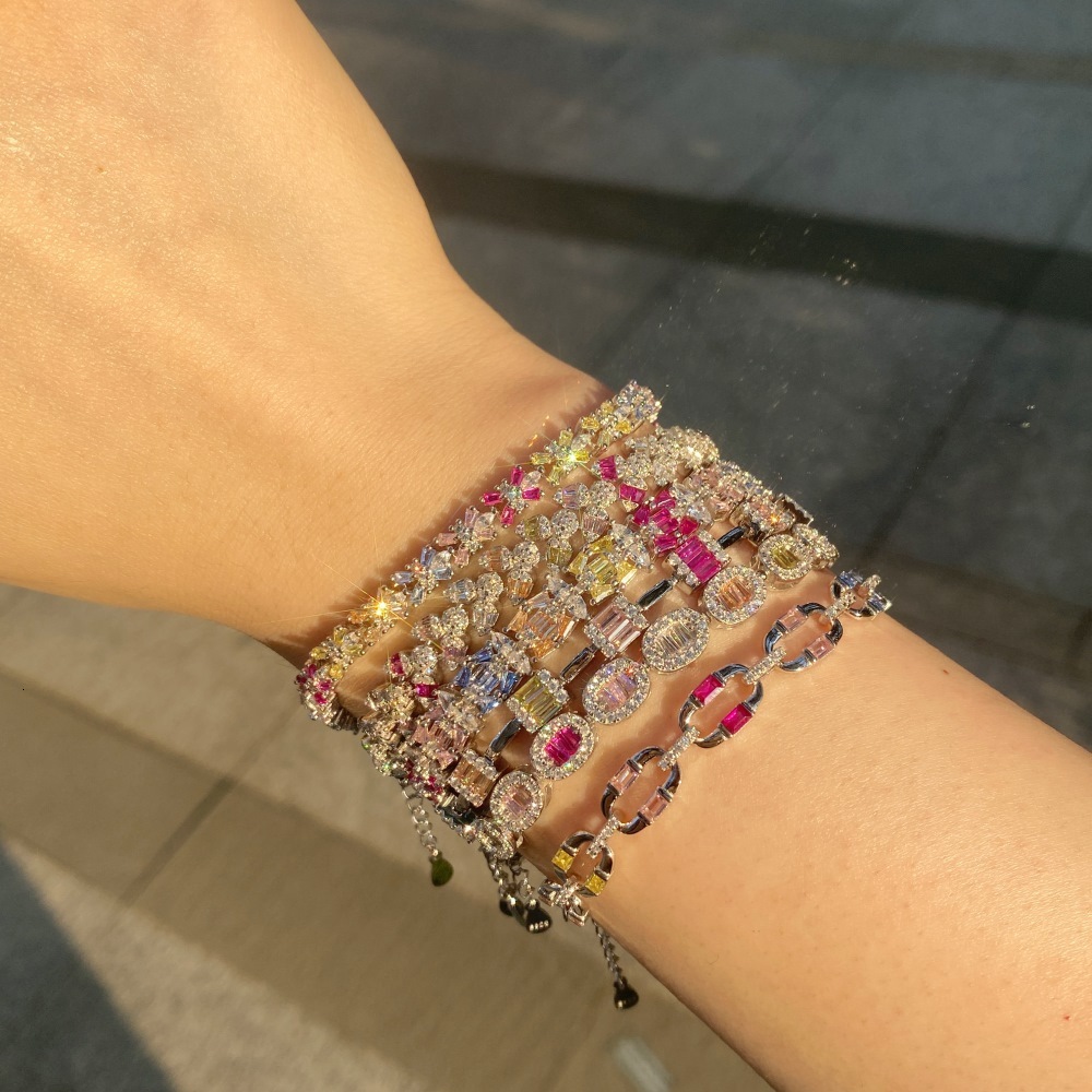 S sier for women, niche, light , high-end, fashionable and elegant, colorful zircon small jewelry bracelet