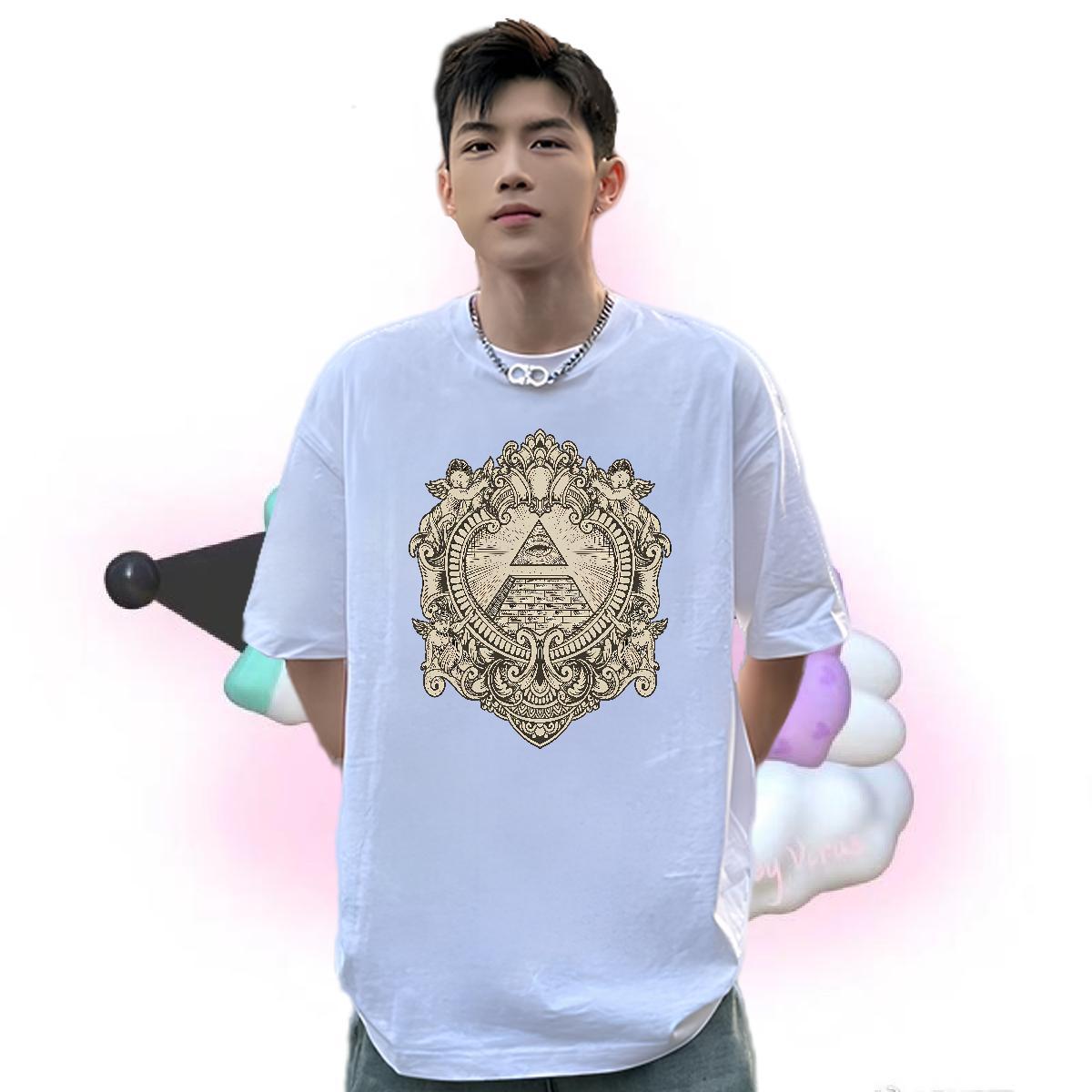 Cool T-Shirts for Men 100% Cotton 230g eye of the devil Daily Outfit Oversized Breathable Men Tshirts Classic Tee Shirt