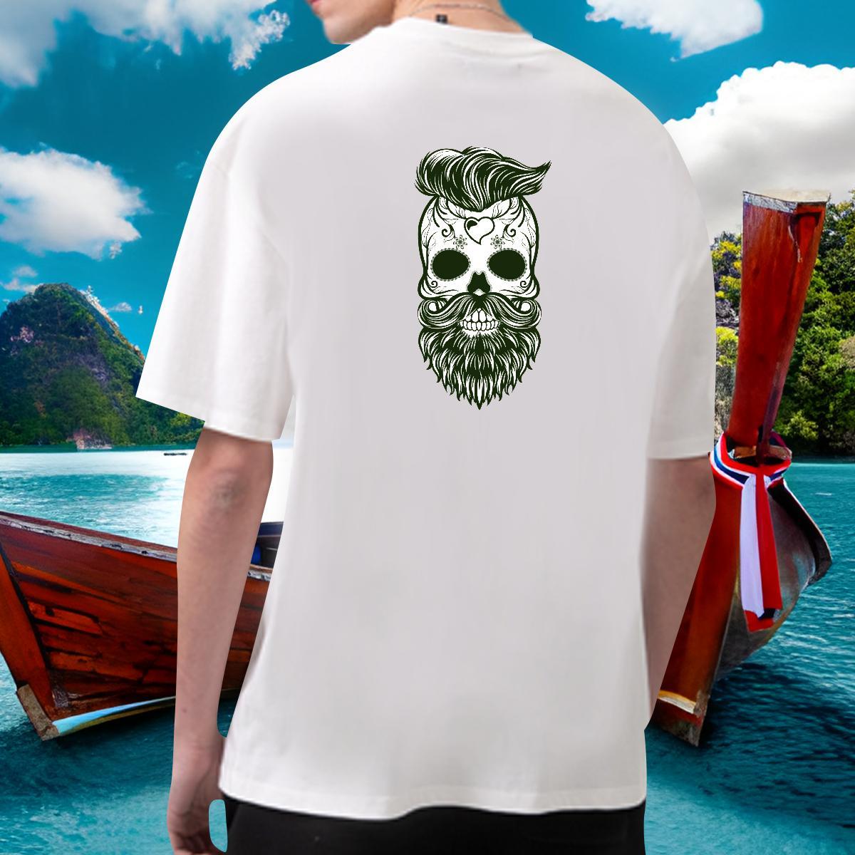 Popular T Shirt For Man 230g 100% Cotton skull Daily Outfit Customized Print Crew Neck Tshirts Classic Casual Polos