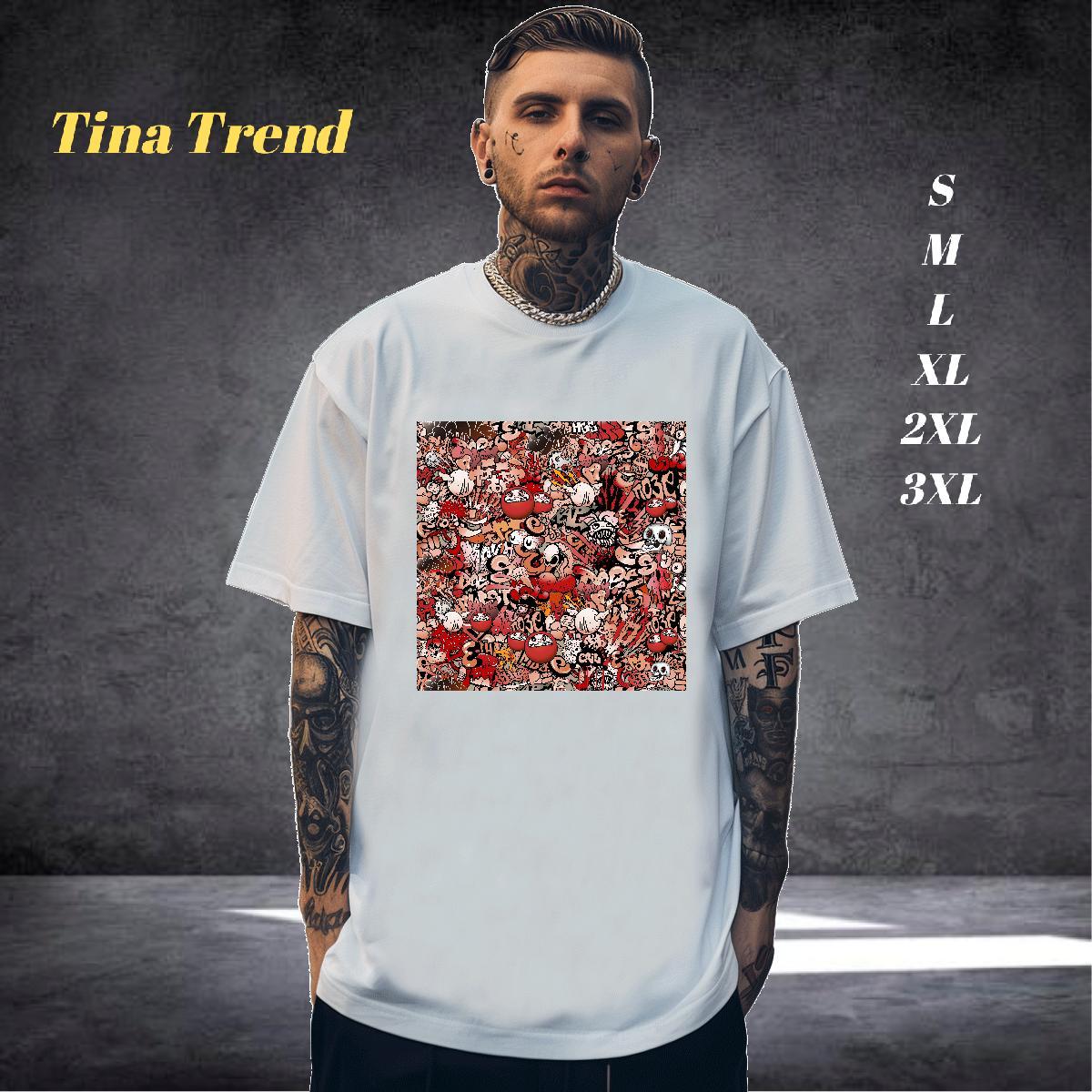Wholesale Man T Shirts 100% Cotton 230g skull High Street Hip Hop Plus Size Cartoon Short Sleeve O-Neck Men Tshirts 2024 DIY Top Tees