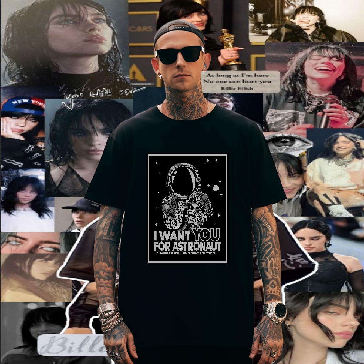 Soft T Shirts Men 100% Cotton 230g spaceman Casual Daily Wear White Plus Size Round Neck Short Sleeve Mens Tshirts DIY Customized Tops