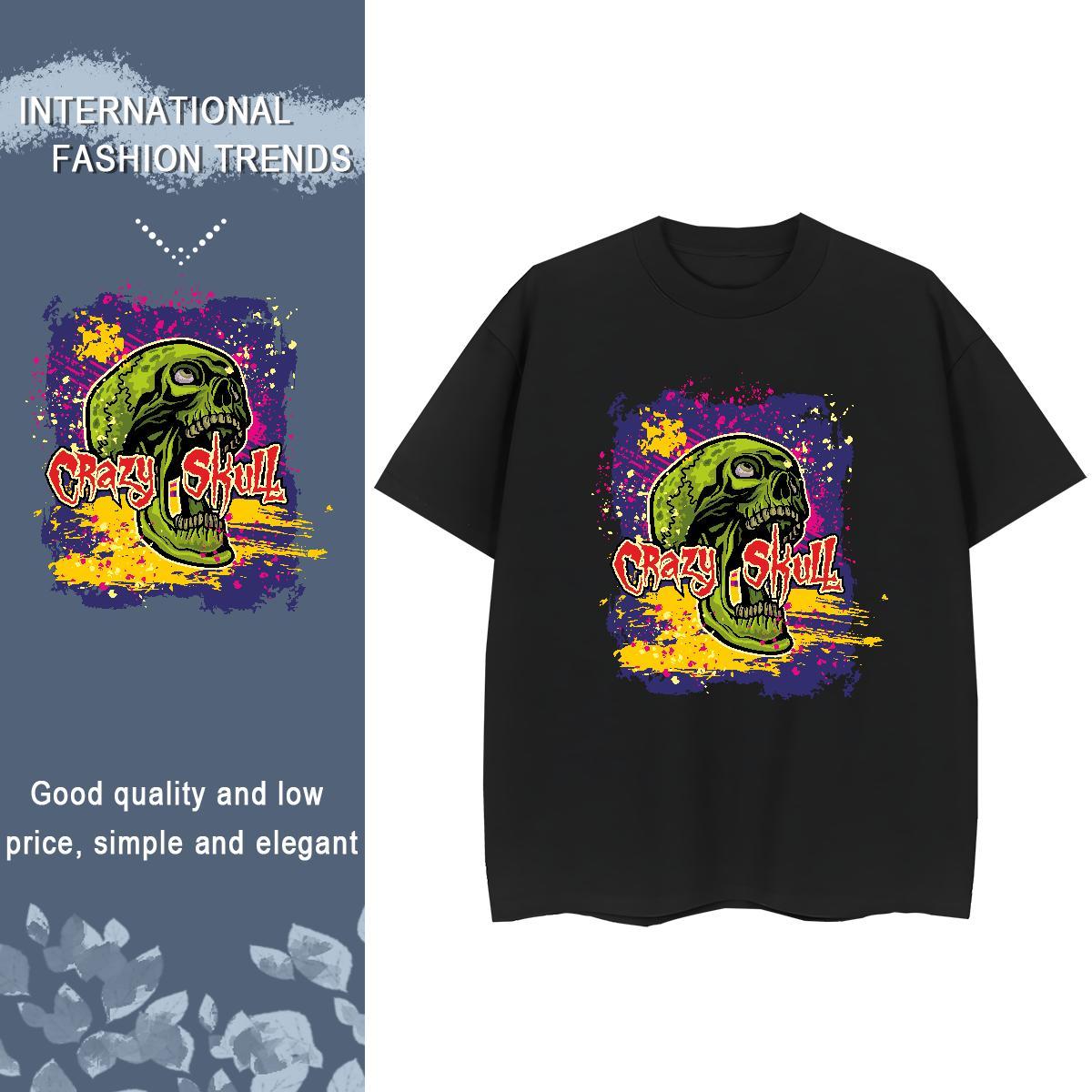 Brand Mens T Shirts 230g Pure Cotton skull Outdoor Asian Size Short Sleeve Soft Tshirts 2024 Designer Clothes