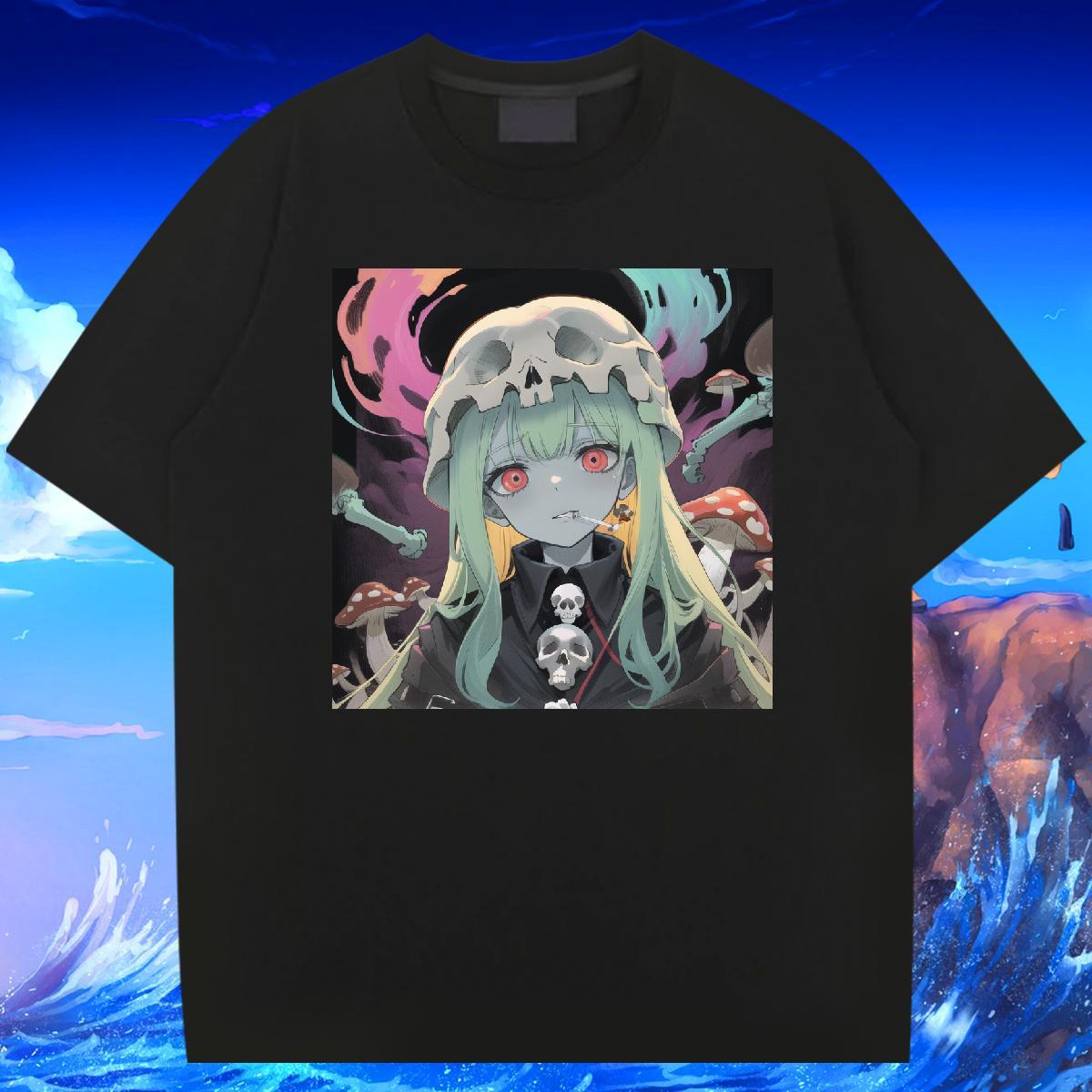 Classic Man T Shirts 230g 100% Cotton skull Street wear Hip Hop Custom Printing Breathable Short Sleeve Men Tees New Top Tees