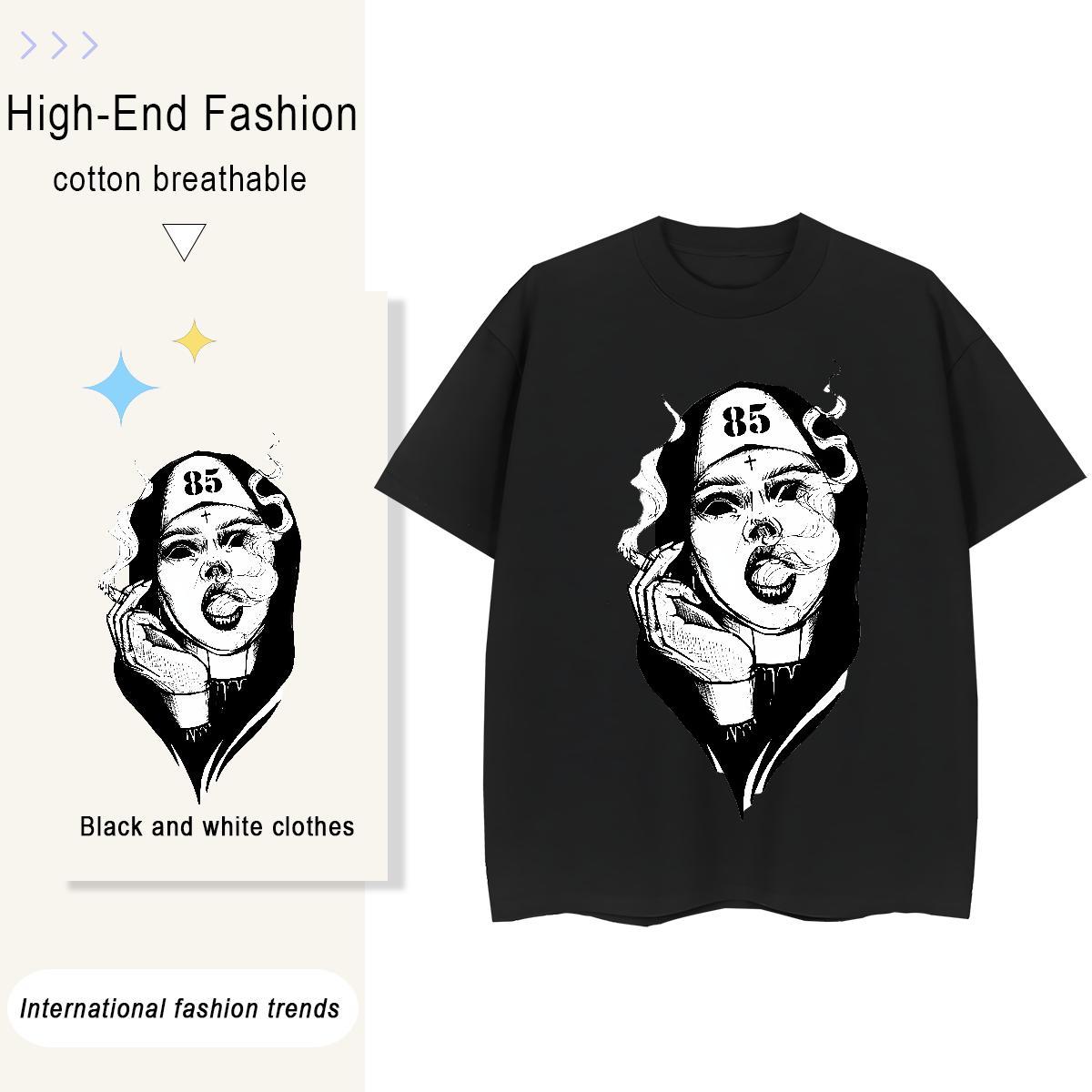 5A Tshirt for Man Woman 230g Pure Cotton nun Casual T Shirt For Woman Crew Neck DIY Anime Printed Clothings