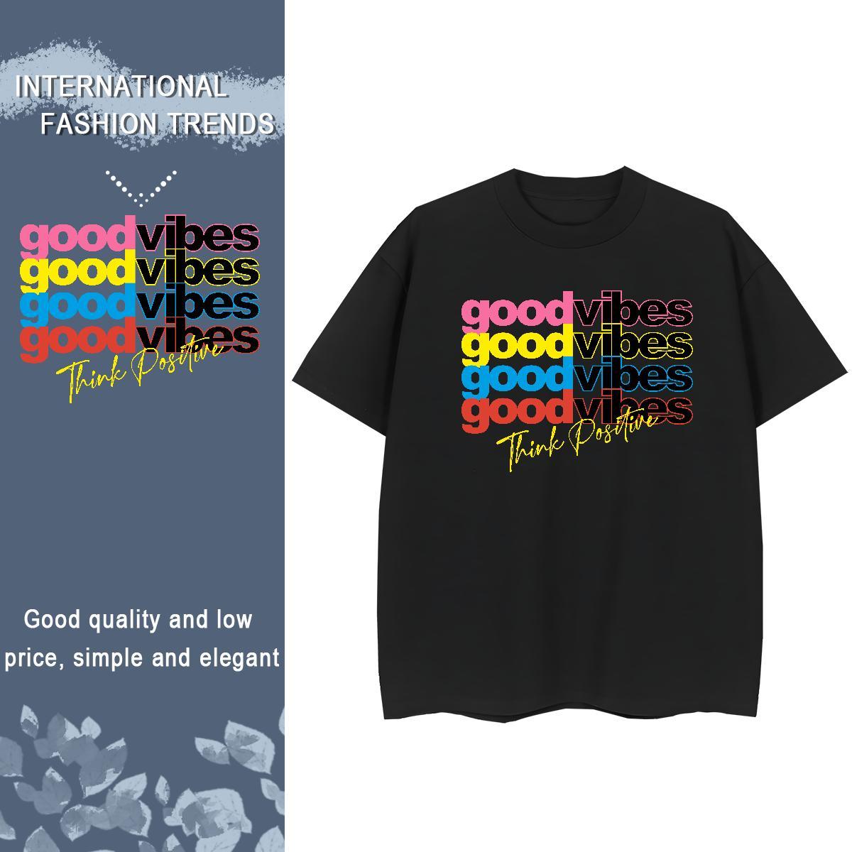 High quality Womens Tshirts 230g 100% Cotton letter Home Outdoor T-Shirts Short Sleeve O-Neck Cartoon Printing L-4XL Wear