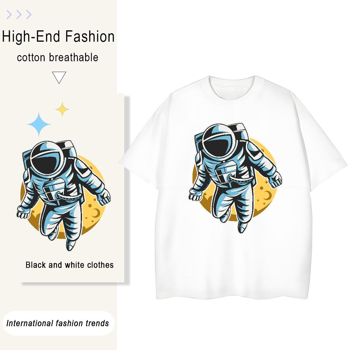 Brand Lady T shirt 230g Pure Cotton cosmonaut Casual Daily Wear Women T Shirts Breathable Soft Cartoon Anime Tops