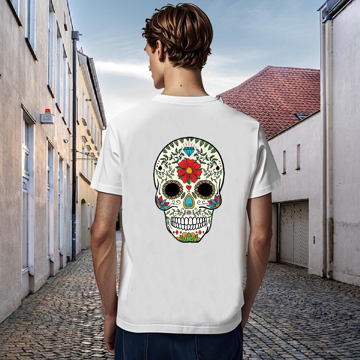 Comfortable Man T Shirts 100% Cotton 230g skull Hip Hop Skull Crew Neck Men Tees DIY Tops