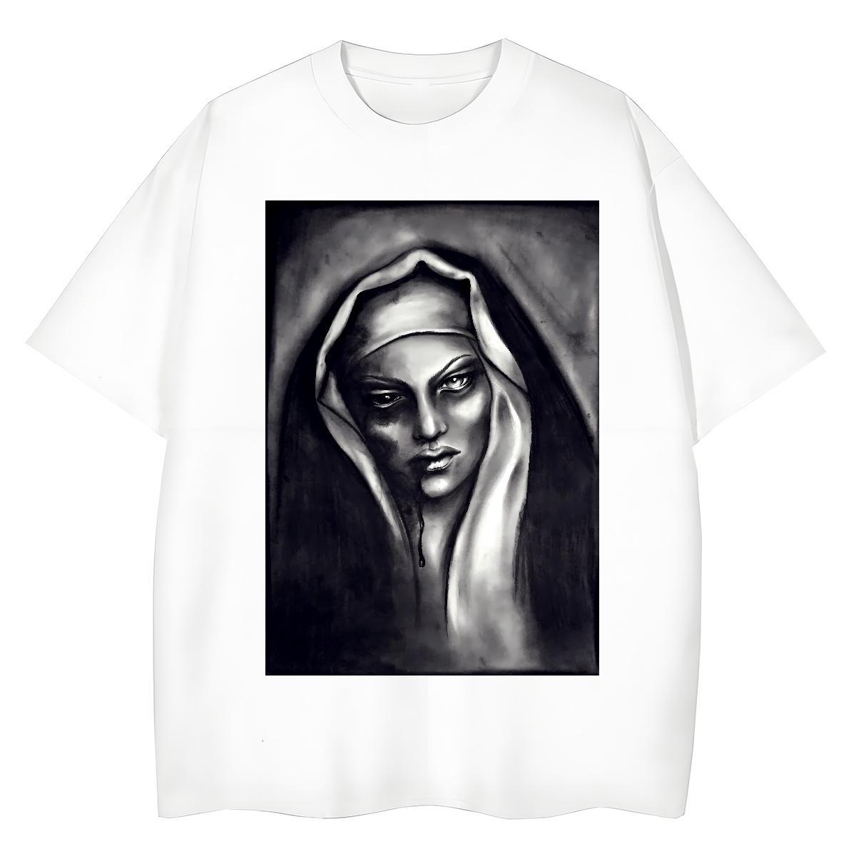 Unisex Woman Tshirt 230g Pure Cotton nun Sports Street Wear T Shirts Women Crew Neck Custom Print Plus Size Tops