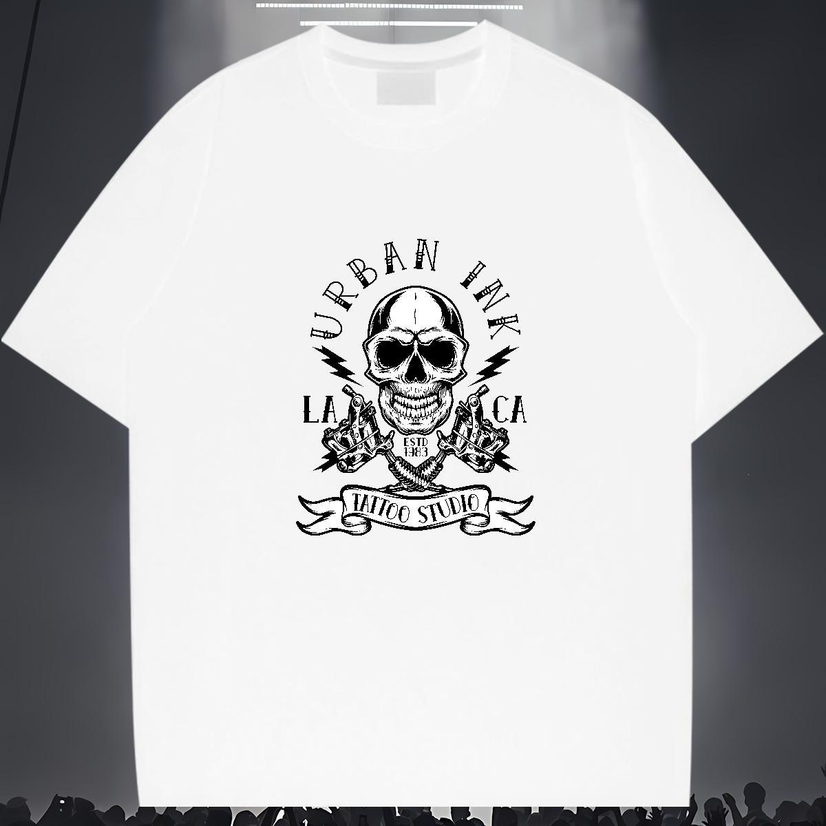 Wholesale Man T Shirts 230g Cotton skull Home Outdoor Graphic Breathable Crew Neck Men Tops Tees Fashion Designer Tops Shirt